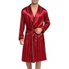 image:imageSWOMOG Mens Satin Robe Silky Kimono Bathrobe with Shorts Set Lightweight Soft Loungewear NightwearRed Stripes