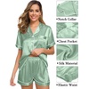 image:imageSWOMOG Womens Silk Satin Pajama Sets 3Pcs Button Down Pj Set Short Sleeve Sleepwear Loungewear Pjs Nightwear XSXXLAvocado Green Large