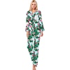 image:imageSWOMOG Womens Silk Satin Pajamas Set Long Sleeve Button Down Sleepwear 2 Piece Lounge Set Pj Set XS3XL Tropical Floral Print Large