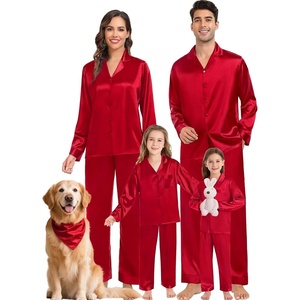 image:imageSWOMOG Pajamas Sets Silk Long Sleeve Sleepwear Soft Button Down Loungewear Pjs Set Red