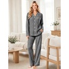 image:imageSWOMOG 100 Cotton Women Pajamas Set Long Sleeve Sleepwear 2 PCS Loungewear Set Button Down Pjs Set with PocketsBlack White Plaid