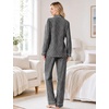 image:imageSWOMOG 100 Cotton Women Pajamas Set Long Sleeve Sleepwear 2 PCS Loungewear Set Button Down Pjs Set with PocketsBlack White Plaid