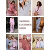 image:imageSWOMOG 100 Cotton Women Pajamas Set Long Sleeve Sleepwear 2 PCS Loungewear Set Button Down Pjs Set with PocketsBlue White Plaid