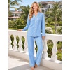 image:imageSWOMOG 100 Cotton Women Pajamas Set Long Sleeve Sleepwear 2 PCS Loungewear Set Button Down Pjs Set with PocketsBlue White Plaid