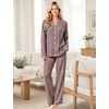 image:imageSWOMOG 100 Cotton Women Pajamas Set Long Sleeve Sleepwear 2 PCS Loungewear Set Button Down Pjs Set with PocketsBrown White Plaid