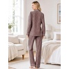 image:imageSWOMOG 100 Cotton Women Pajamas Set Long Sleeve Sleepwear 2 PCS Loungewear Set Button Down Pjs Set with PocketsBrown White Plaid