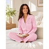 image:imageSWOMOG 100 Cotton Women Pajamas Set Long Sleeve Sleepwear 2 PCS Loungewear Set Button Down Pjs Set with PocketsPink White Plaid