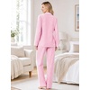 image:imageSWOMOG 100 Cotton Women Pajamas Set Long Sleeve Sleepwear 2 PCS Loungewear Set Button Down Pjs Set with PocketsPink White Plaid