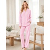 image:imageSWOMOG 100 Cotton Women Pajamas Set Long Sleeve Sleepwear 2 PCS Loungewear Set Button Down Pjs Set with PocketsPink White Plaid