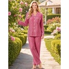image:imageSWOMOG 100 Cotton Women Pajamas Set Long Sleeve Sleepwear 2 PCS Loungewear Set Button Down Pjs Set with PocketsWine Red White Plaid