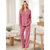 image:imageSWOMOG 100 Cotton Women Pajamas Set Long Sleeve Sleepwear 2 PCS Loungewear Set Button Down Pjs Set with PocketsWine Red White Plaid