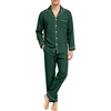 image:imageSWOMOG Mens 100 Cotton Pajama Set Pjs Long Sleeve Sleepwear with PocketsGreen