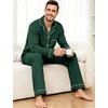 image:imageSWOMOG Mens 100 Cotton Pajama Set Pjs Long Sleeve Sleepwear with PocketsGreen