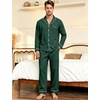 image:imageSWOMOG Mens 100 Cotton Pajama Set Pjs Long Sleeve Sleepwear with PocketsGreen