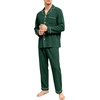 image:imageSWOMOG Mens 100 Cotton Pajama Set Pjs Long Sleeve Sleepwear with PocketsGreen