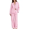 image:imageSWOMOG 100 Cotton Women Pajamas Set Long Sleeve Sleepwear 2 PCS Loungewear Set Button Down Pjs Set with PocketsPink White Plaid