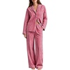 image:imageSWOMOG 100 Cotton Women Pajamas Set Long Sleeve Sleepwear 2 PCS Loungewear Set Button Down Pjs Set with PocketsWine Red White Plaid