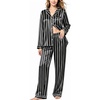 image:imageSWOMOG Womens Silk Satin Pajamas Set Long Sleeve Button Down Sleepwear 2 Piece Lounge Set Pj Set XS3XLStriped in Black