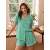image:imageSWOMOG 100 Cotton Pajama Set For Women 2PCS Plaid Pjs Set Short Sleeve Shirts with Pockets Button Down Cute Loungewear
