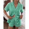 image:imageSWOMOG 100 Cotton Pajama Set For Women 2PCS Plaid Pjs Set Short Sleeve Shirts with Pockets Button Down Cute Loungewear