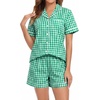image:imageSWOMOG 100 Cotton Pajama Set For Women 2PCS Plaid Pjs Set Short Sleeve Shirts with Pockets Button Down Cute Loungewear