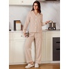 image:imageSWOMOG 100 Cotton Pajama Set for Women 2 PCS Long Sleeve Plaid Pjs Set Button Down Sleepwear with Pants