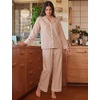 image:imageSWOMOG 100 Cotton Pajama Set for Women 2 PCS Long Sleeve Plaid Pjs Set Button Down Sleepwear with Pants