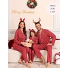 image:imageSWOMOG Family Christmas Pajamas Set Party Holiday Sleepwear Long Sleeve ButtonDown Loungewear SetWine Red Stripe