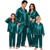 image:imageSWOMOG Family Matching Pajamas Sets Long Sleeve ButtonDown Sleepwear Satin TwoPieces Loungewear PJs SetsDeep Green