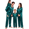 image:imageSWOMOG Family Matching Pajamas Sets Long Sleeve ButtonDown Sleepwear Satin TwoPieces Loungewear PJs SetsDeep Green