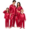 image:imageSWOMOG Family Matching Pajamas Sets Long Sleeve ButtonDown Sleepwear Satin TwoPieces Loungewear PJs SetsRed