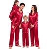image:imageSWOMOG Family Matching Pajamas Sets Long Sleeve ButtonDown Sleepwear Satin TwoPieces Loungewear PJs SetsRed