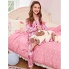 image:imageSWOMOG Kids Satin Pajamas Sets Girls Boys ButtonDown Pjs Short Sleeve Silk Nightwear 2 Piece Lounge SetsLong Sleevepink Stripes