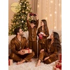 image:imageSWOMOG Matching Family Pajamas Set Women amp Men Silk Satin Pjs 2 Pcs Long Sleeve Button Down Sleepwear with 2 PocketsDeep Brick Red