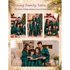 image:imageSWOMOG Matching Family Pajamas Set Women amp Men Silk Satin Pjs 2 Pcs Long Sleeve Button Down Sleepwear with 2 PocketsDeep Green