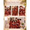 image:imageSWOMOG Matching Family Pajamas Set Women amp Men Silk Satin Pjs 2 Pcs Long Sleeve Button Down Sleepwear with 2 PocketsRust Brown