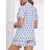 image:imageSWOMOG Woman Pajama Set Short Sleeve 2Pcs Soft Modal Sleepwear Button Down Ruffle Hem Pj Set Loungeset