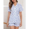 image:imageSWOMOG Woman Pajama Set Short Sleeve 2Pcs Soft Modal Sleepwear Button Down Ruffle Hem Pj Set Loungeset