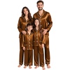 image:imageSWOMOG Matching Family Pajamas Set Women amp Men Silk Satin Pjs 2 Pcs Long Sleeve Button Down Sleepwear with 2 PocketsDeep Brick Red