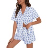 image:imageSWOMOG Woman Pajama Set Short Sleeve 2Pcs Soft Modal Sleepwear Button Down Ruffle Hem Pj Set Loungeset