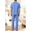 image:imageSWOMOG 100 Cotton Men Pajamas Set Button Down Short Sleeve Sleepwear Loungewear Pjs Set with PocketsAzure Blue