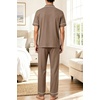 image:imageSWOMOG 100 Cotton Men Pajamas Set Button Down Short Sleeve Sleepwear Loungewear Pjs Set with PocketsBrown