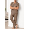 image:imageSWOMOG 100 Cotton Men Pajamas Set Button Down Short Sleeve Sleepwear Loungewear Pjs Set with PocketsBrown
