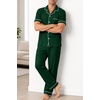 image:imageSWOMOG 100 Cotton Men Pajamas Set Button Down Short Sleeve Sleepwear Loungewear Pjs Set with PocketsGreen