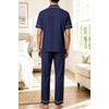 image:imageSWOMOG 100 Cotton Men Pajamas Set Button Down Short Sleeve Sleepwear Loungewear Pjs Set with PocketsNavy Blue