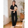 image:imageSWOMOG Womens 100 Cotton Pajamas Soft Short Sleeve Lounge Set 2 Piece Button Down Sleepwear with PocketsBlack