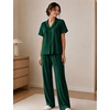 image:imageSWOMOG Womens 100 Cotton Pajamas Soft Short Sleeve Lounge Set 2 Piece Button Down Sleepwear with PocketsGreen