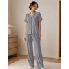 image:imageSWOMOG Womens 100 Cotton Pajamas Soft Short Sleeve Lounge Set 2 Piece Button Down Sleepwear with PocketsGrey