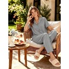 image:imageSWOMOG Womens 100 Cotton Pajamas Soft Short Sleeve Lounge Set 2 Piece Button Down Sleepwear with PocketsGrey