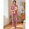 image:imageSWOMOG Womens 100 Cotton Pajamas Soft Short Sleeve Lounge Set 2 Piece Button Down Sleepwear with PocketsPink